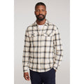 Off White - Front - Mountain Warehouse Mens Trace Flannel Long-Sleeved Shirt