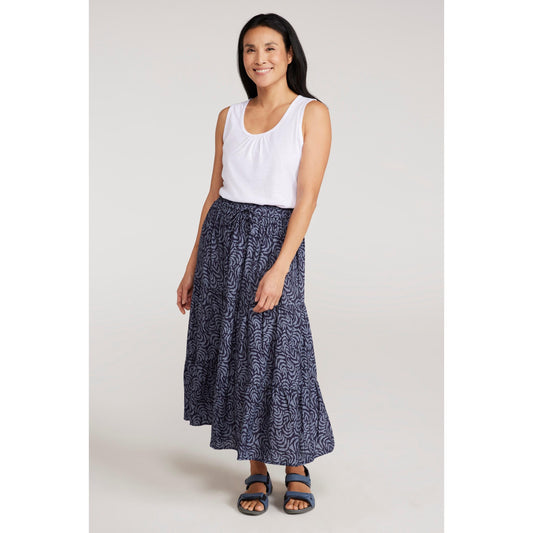 Navy - Front - Mountain Warehouse Womens-Ladies Palermo Tiered Midi Skirt