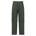 Khaki Green - Front - Mountain Warehouse Childrens-Kids Zip-Off Active Trousers