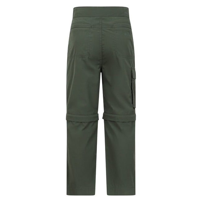 Khaki Green - Back - Mountain Warehouse Childrens-Kids Zip-Off Active Trousers