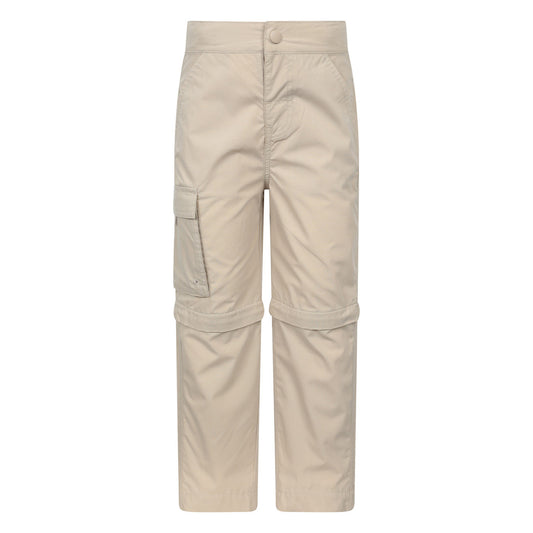 Light Beige - Front - Mountain Warehouse Childrens-Kids Zip-Off Active Trousers