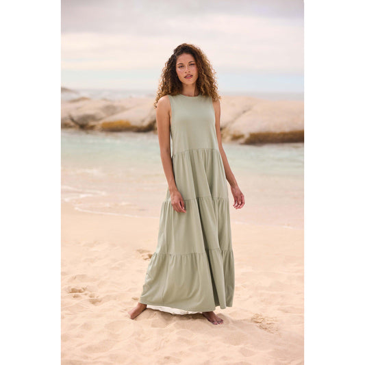 Light Khaki - Front - Animal Womens-Ladies Jersey Maxi Dress