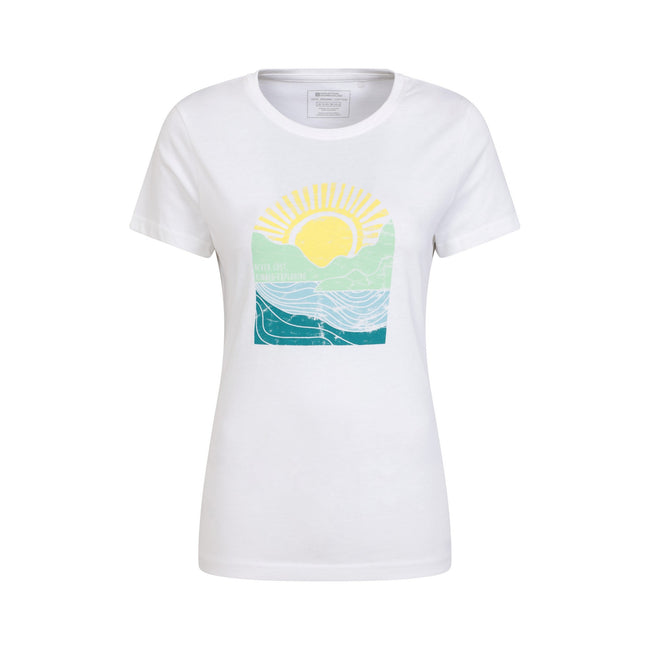 White - Front - Mountain Warehouse Womens-Ladies Never Lost Sunrise Organic T-Shirt
