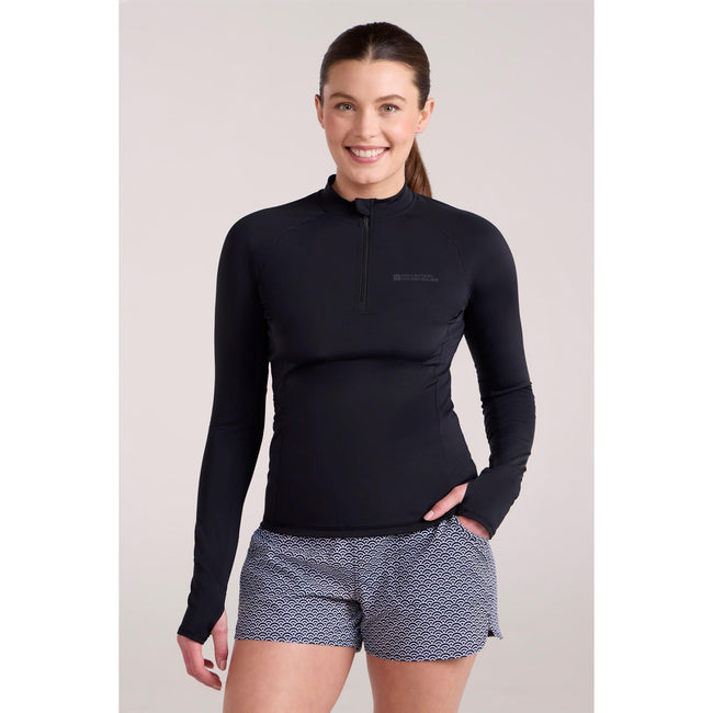 Black - Front - Mountain Warehouse Womens-Ladies Helston Long-Sleeved Rash Guard