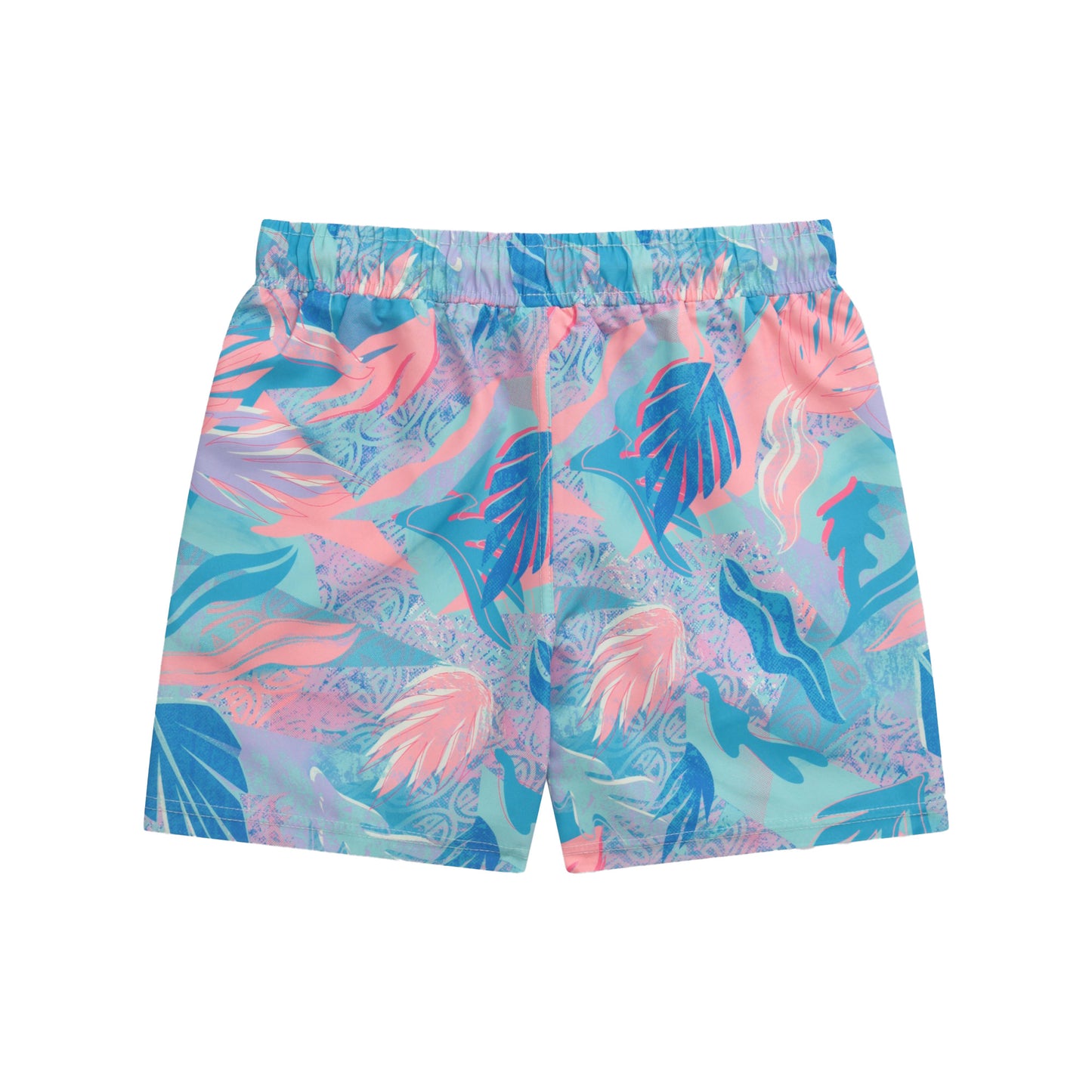 Pale Pink - Back - Animal Childrens-Kids Jetsetter Leaf Print Recycled Boardshorts