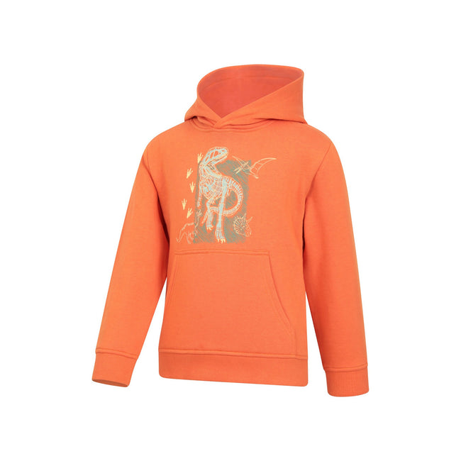 Orange - Side - Mountain Warehouse Childrens-Kids Dinosaurs Organic Glow In The Dark Hoodie