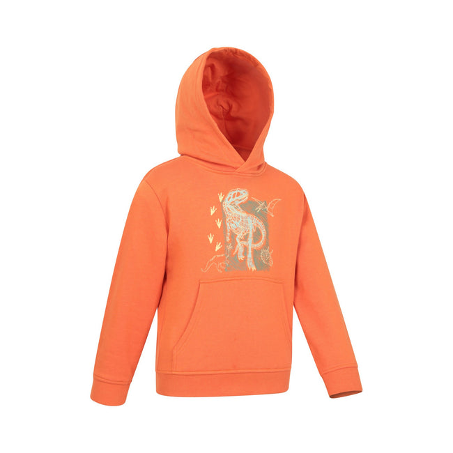Orange - Lifestyle - Mountain Warehouse Childrens-Kids Dinosaurs Organic Glow In The Dark Hoodie