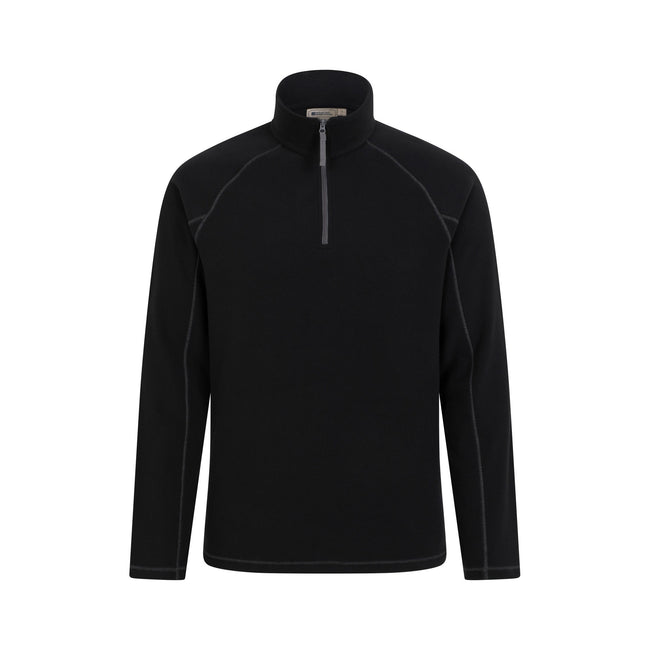 Black - Front - Mountain Warehouse Mens Ashbourne II Half Zip Fleece Top