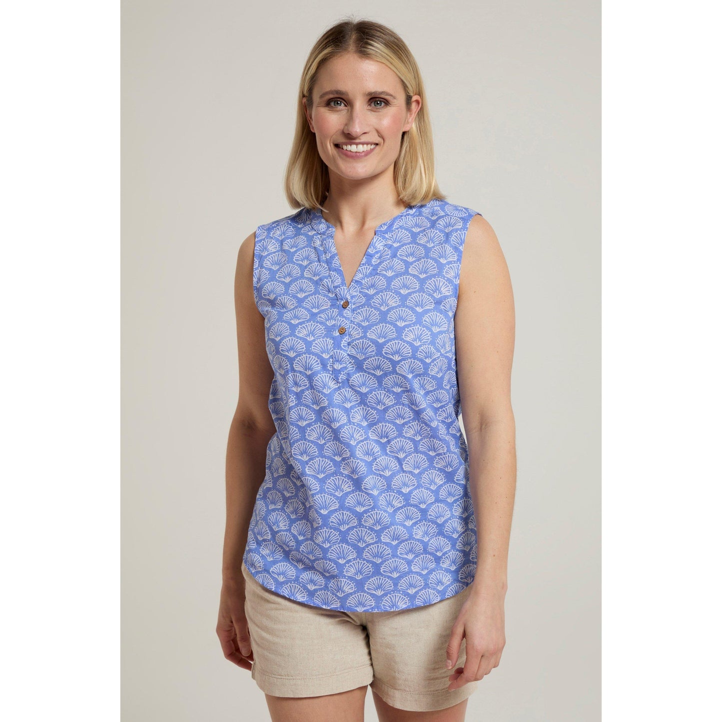 Corn Blue - Front - Mountain Warehouse Womens-Ladies Petra Shell Print Sleeveless Shirt