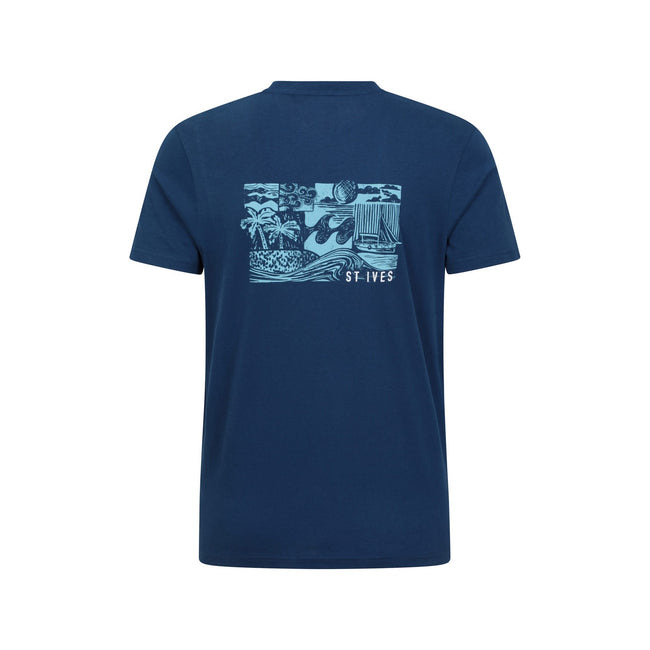 Navy - Back - Mountain Warehouse Mens St Ives Printed Organic T-Shirt