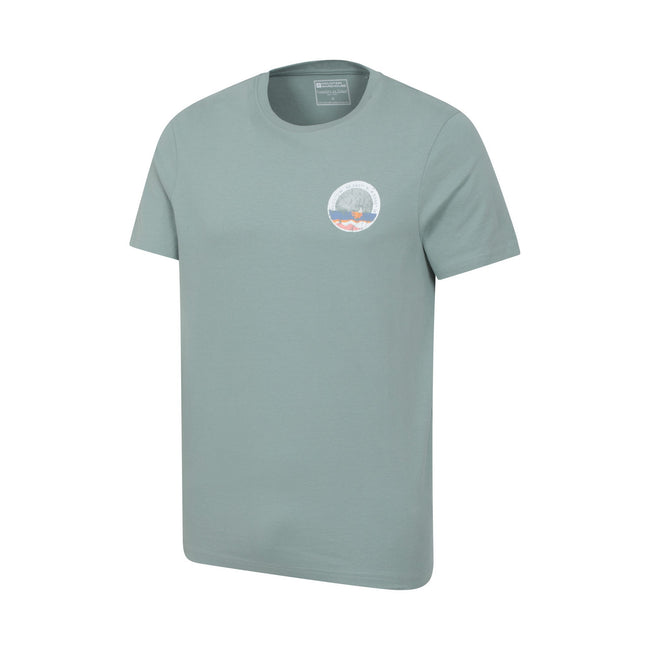 Pale Green - Side - Mountain Warehouse Mens Padstow Printed Organic T-Shirt