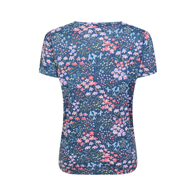 Navy - Back - Mountain Warehouse Womens-Ladies Devon Floral Keyhole T-Shirt