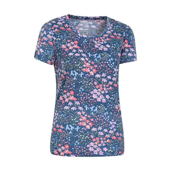 Navy - Lifestyle - Mountain Warehouse Womens-Ladies Devon Floral Keyhole T-Shirt
