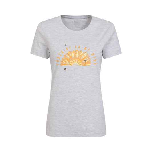 Light Grey - Front - Mountain Warehouse Womens-Ladies Sunshine Sunflower Organic T-Shirt