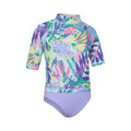 Green-Purple - Side - Mountain Warehouse Childrens-Kids Rash Guard Set