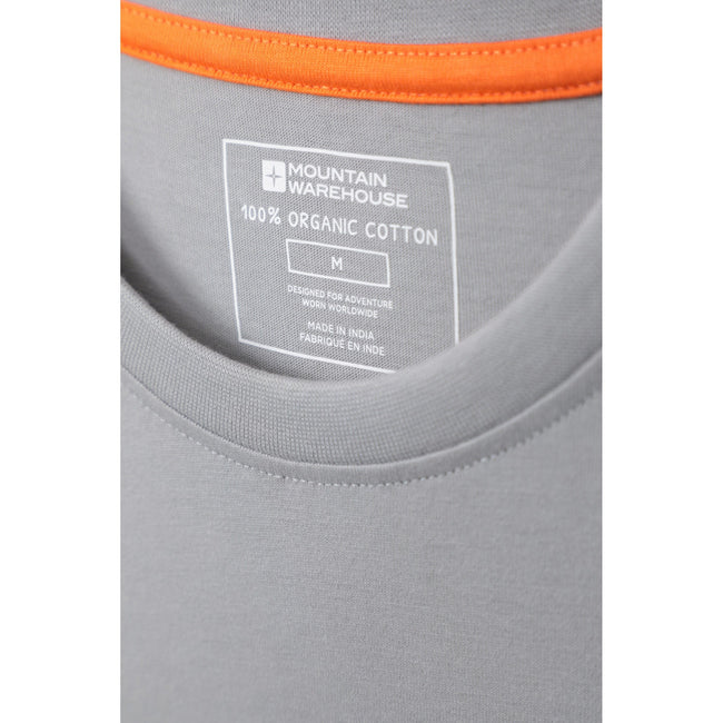Grey - Pack Shot - Mountain Warehouse Mens Mountain Bike Organic Cotton T-Shirt