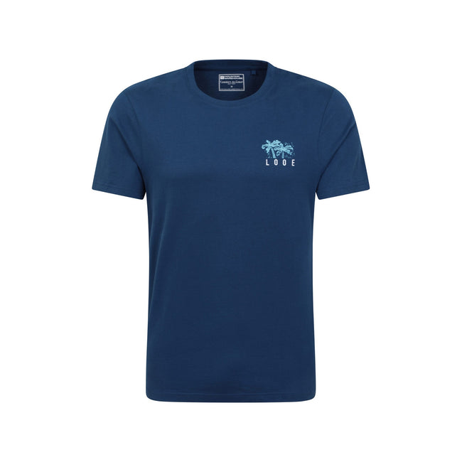 Navy - Front - Mountain Warehouse Mens Looe Printed Organic T-Shirt