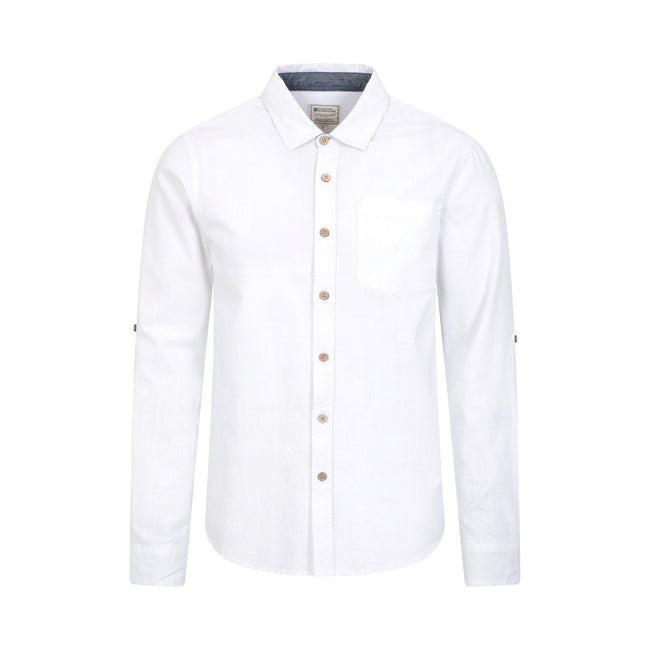 White - Front - Mountain Warehouse Mens Coconut Textured Long-Sleeved Shirt