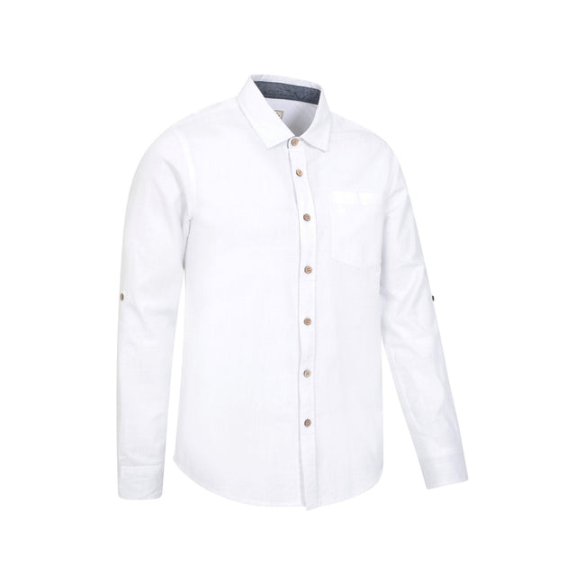 White - Lifestyle - Mountain Warehouse Mens Coconut Textured Long-Sleeved Shirt