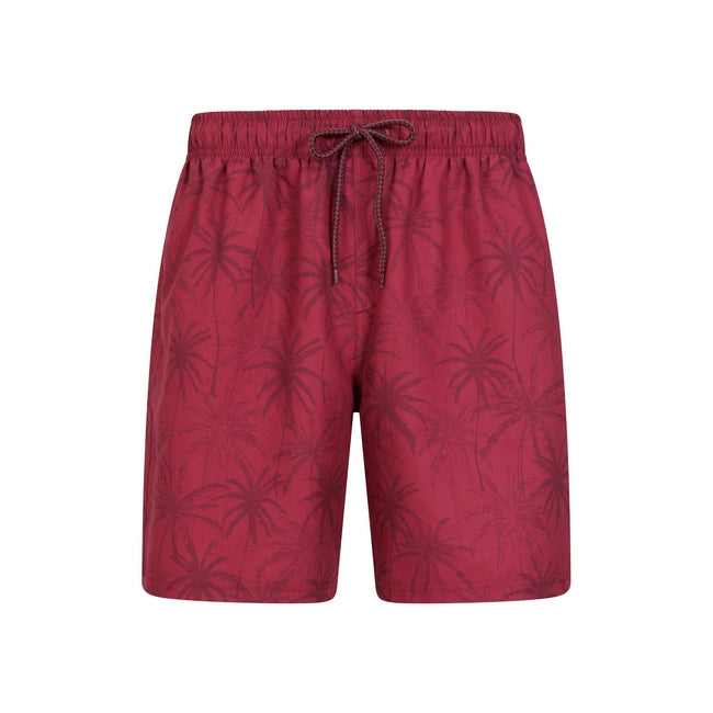 Burgundy - Front - Mountain Warehouse Mens Palm Leaf Swim Shorts