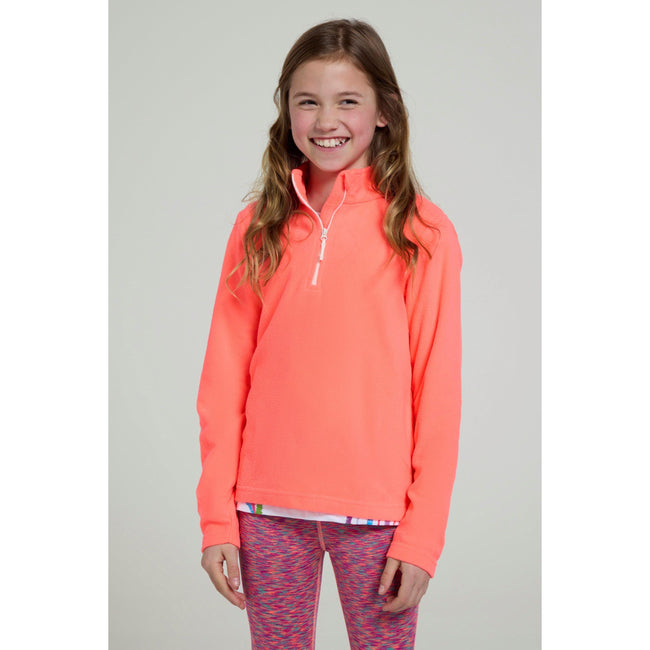 Fiery Coral - Front - Mountain Warehouse Childrens-Kids Camber II Half Zip Fleece Jacket