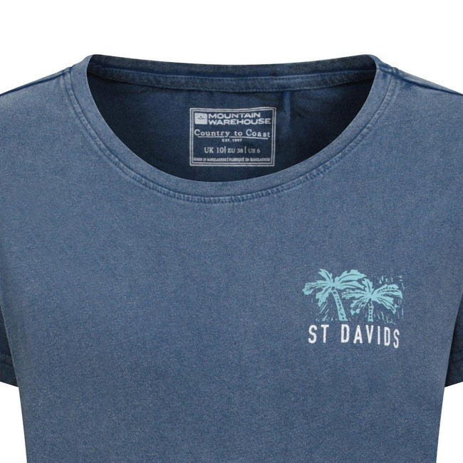 Blue - Back - Mountain Warehouse Womens-Ladies St Davids Printed Organic T-Shirt