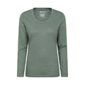 Khaki Green - Front - Mountain Warehouse Womens-Ladies Agra Slub Long-Sleeved Top