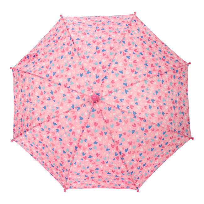 Pink - Back - Mountain Warehouse Childrens-Kids Hearts Stick Umbrella