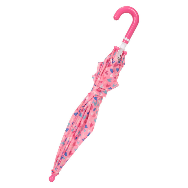 Pink - Side - Mountain Warehouse Childrens-Kids Hearts Stick Umbrella