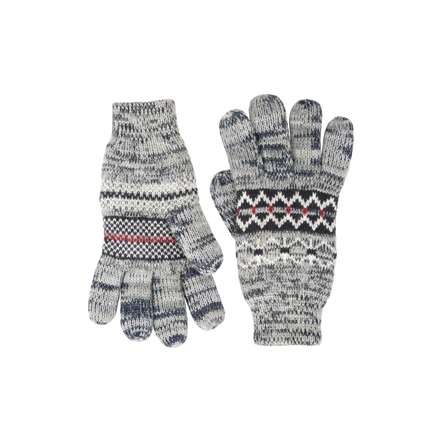 Grey - Side - Mountain Warehouse Mens Thinsulate Fair Isle Gloves