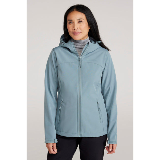 Pale Green - Front - Mountain Warehouse Womens-Ladies Exodus Water Resistant Soft Shell Jacket