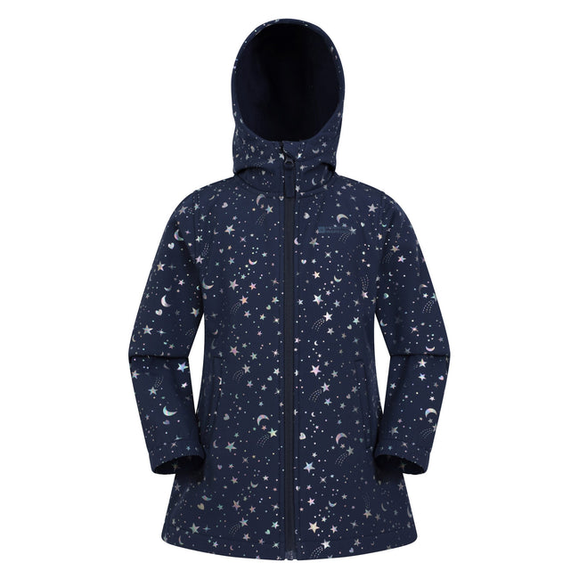 Iridescent - Front - Mountain Warehouse Childrens-Kids Exodus Stars Long Length Soft Shell Jacket
