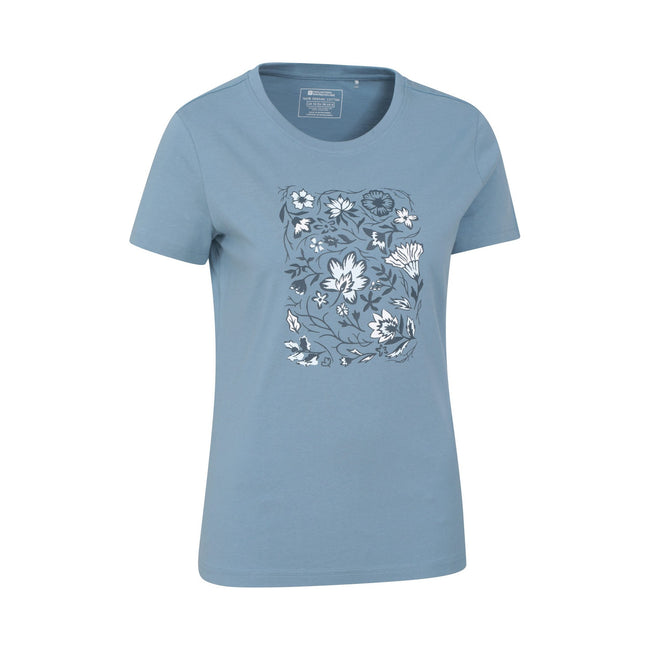 Blue - Side - Mountain Warehouse Womens-Ladies Paisley Floral Organic T-Shirt