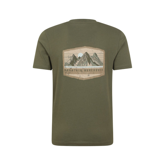 Khaki Green - Back - Mountain Warehouse Mens Badge Organic T-Shirt