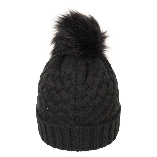 Black - Back - Mountain Warehouse Womens-Ladies Lisbon Pom Pom Borg Lined Beanie