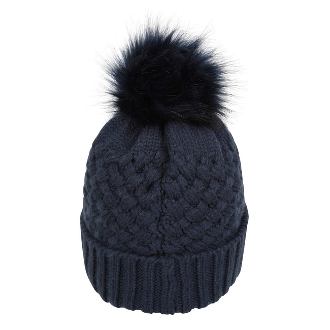 Navy - Back - Mountain Warehouse Womens-Ladies Lisbon Pom Pom Borg Lined Beanie