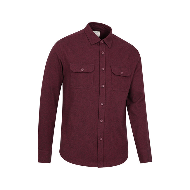 Dark Burgundy - Side - Mountain Warehouse Mens Trace Flannel Long-Sleeved Shirt