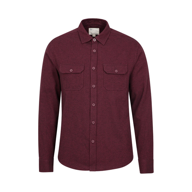 Dark Burgundy - Front - Mountain Warehouse Mens Trace Flannel Long-Sleeved Shirt