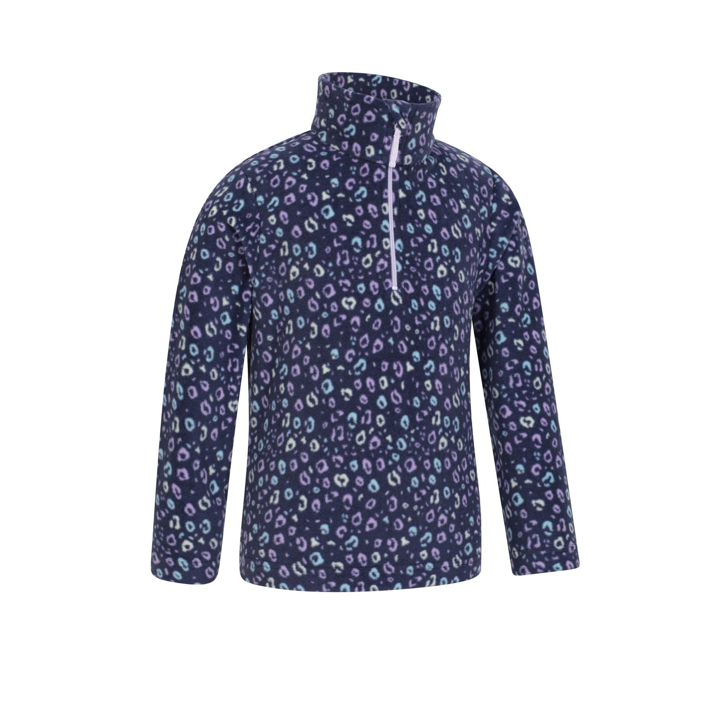 Light Blue - Side - Mountain Warehouse Childrens-Kids Endeavour Leopard Print Half Zip Fleece Top