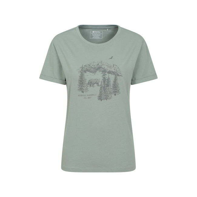 Khaki Green - Front - Mountain Warehouse Womens-Ladies Forest Bear Organic Loose Fit T-Shirt