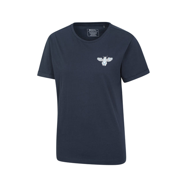 Navy - Side - Mountain Warehouse Womens-Ladies Floral Bee Organic Loose Fit T-Shirt