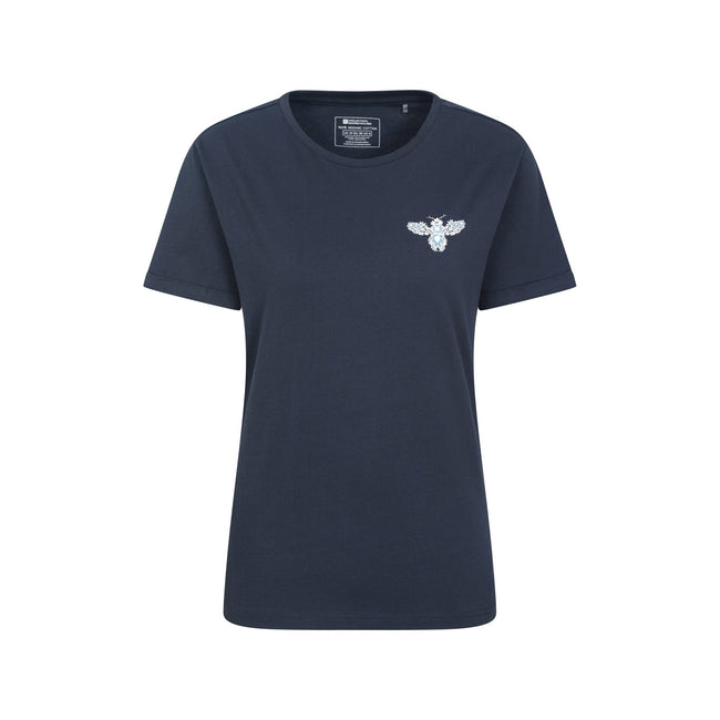 Navy - Front - Mountain Warehouse Womens-Ladies Floral Bee Organic Loose Fit T-Shirt