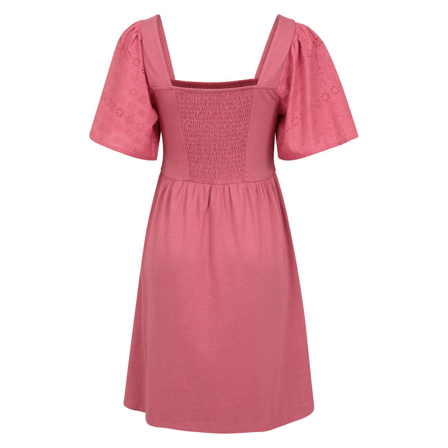 Rust - Back - Mountain Warehouse Womens-Ladies Verona Broderie Sleeve Dress