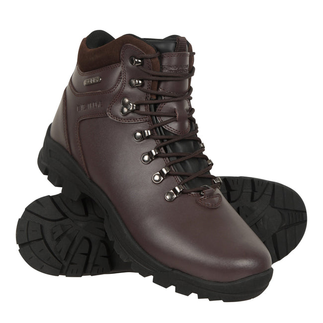 Brown - Front - Mountain Warehouse Mens Latitude II Extreme Leather Waterproof Walking Boots