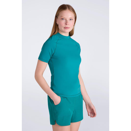Dark Teal - Front - Mountain Warehouse Womens-Ladies UV Protection Rash Guard