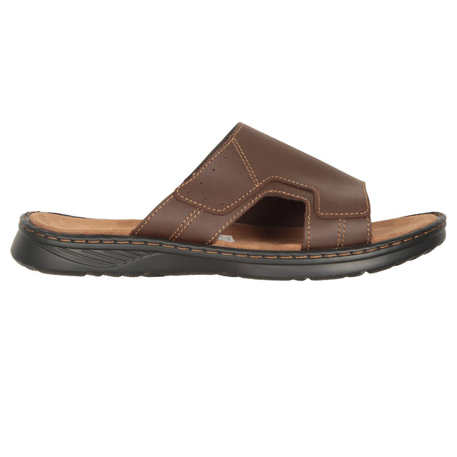 Brown - Pack Shot - Mountain Warehouse Mens Comfort Leather Slip-on Sandals