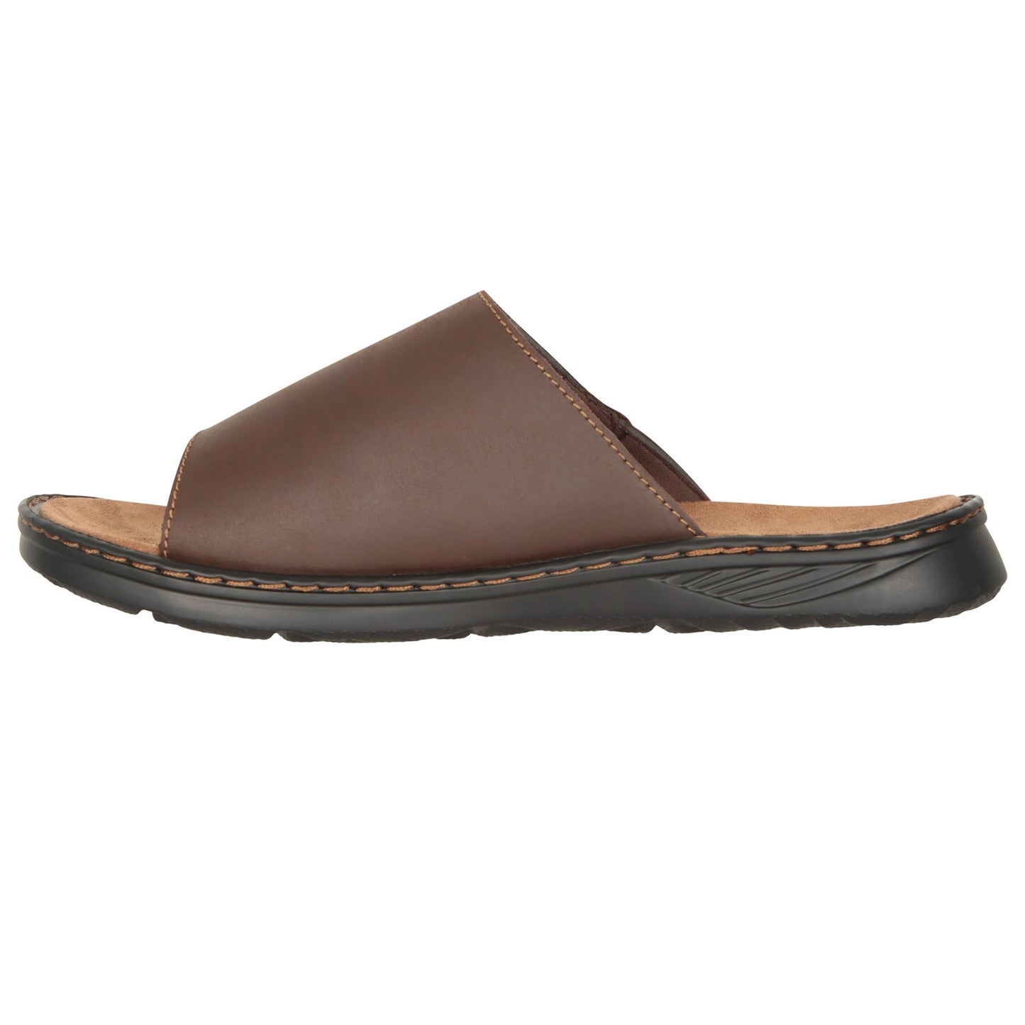Brown - Close up - Mountain Warehouse Mens Comfort Leather Slip-on Sandals