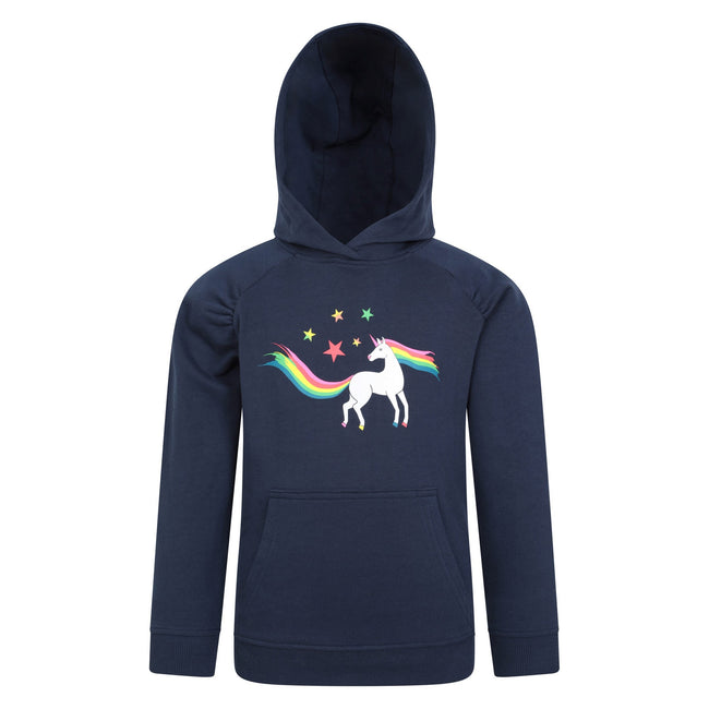 Navy - Front - Mountain Warehouse Childrens-Kids Unicorn Glitter Rainbow Hoodie