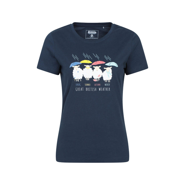 Navy - Front - Mountain Warehouse Womens-Ladies Great British Weather T-Shirt