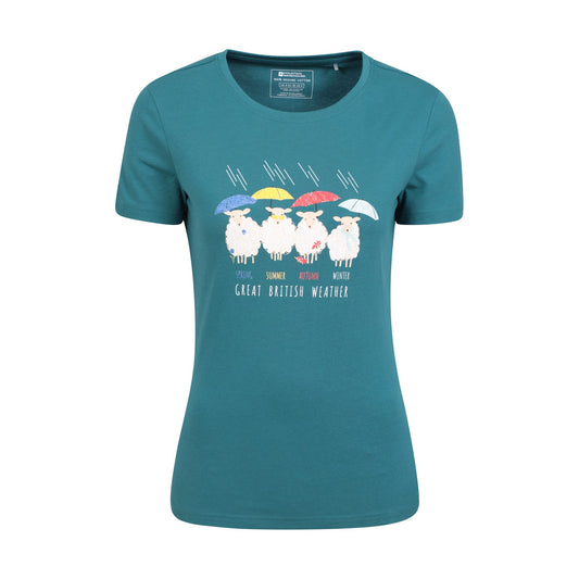 Teal - Front - Mountain Warehouse Womens-Ladies Great British Weather T-Shirt